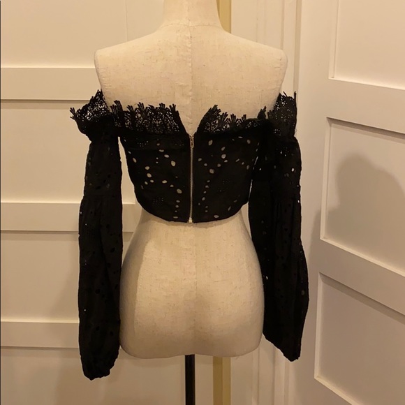 Blue Blush off the shoulder long sleeve top - Picture 4 of 6